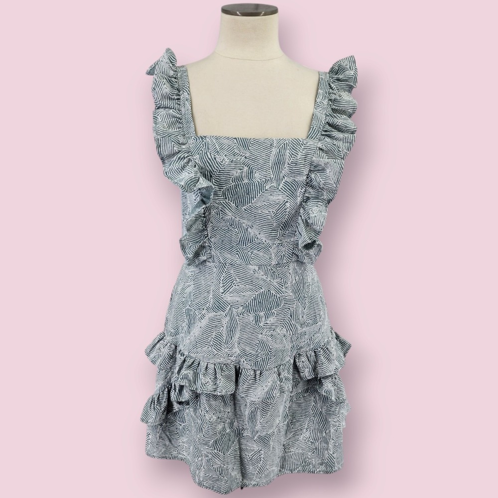 Selfie Leslie Dress Pinafore Coquette Ruffle Milkmaid‎ Boho Cottage Size Large